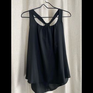 Black Satin Tank w/ Ruffle back detail